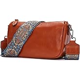 Leather Crossbody Bags for Women Purses: Small Genuine Cross Body Handbags with Wide Shoulder Strap to Travel (Brown)