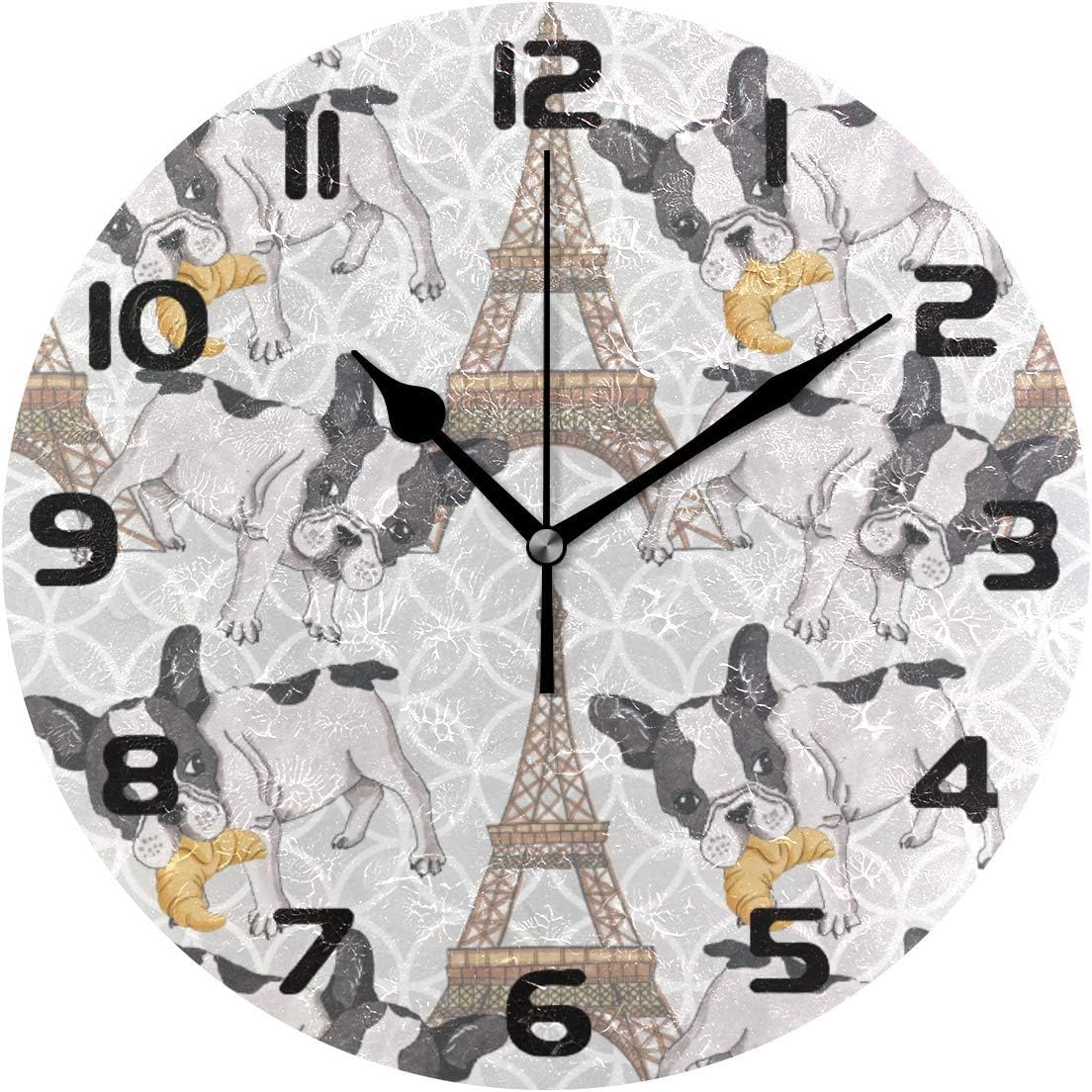 Amazon.de: Wanduhr Paris Eiffelturm Französische Bulldogge Stille Nicht
