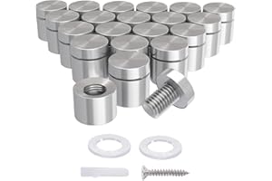 LuckIn 20-Pack Standoff Screws (3/4 in. Dia x 3/4 in. L), Stainless Steel Standoff Mounting Hardware for Acrylic Signs, Silver