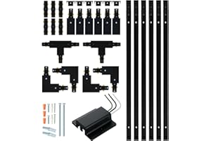 ZANIXOR 24ft H Track Lighting Rail Kit, Black H Type Track Lighting Rails with Floating Canopy Connector, "I"&"L"&"T" Connector, End Caps and Live End Feed Connector for 120V H Style 3-Wire Track Heads