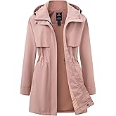 wantdo Women's Lightweight Rain Jackets Waterproof Long Raincoats with Hood Trench Coats Windbreaker