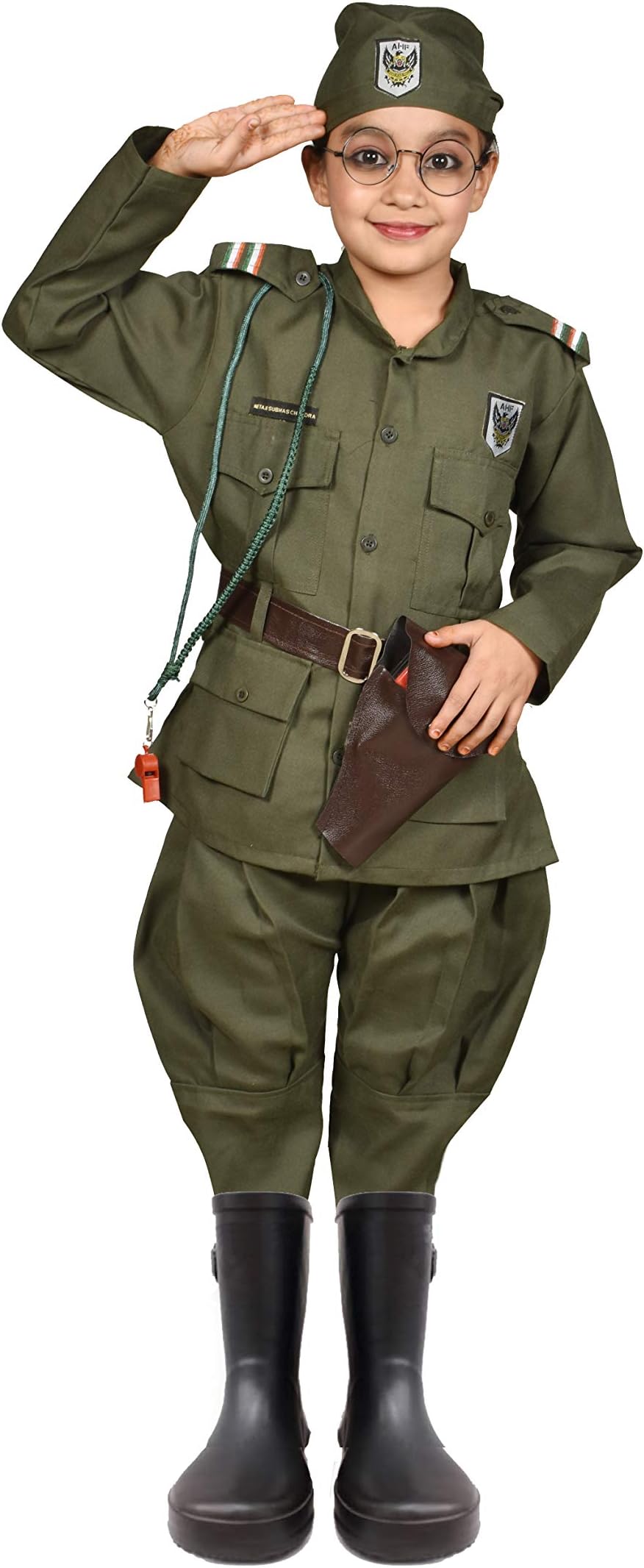 IndiaDressWala Netaji|Subas Chandra Bose|Freedom Fighter| Cotton Fancy Dress Without Round Specs (5-6 Years)