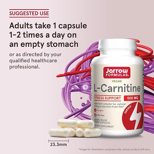 Jarrow Formulas L-Carnitine 500 mg, Dietary Supplement, Support for  Cellular Energy Production, 100 Veggie Capsules, 100 Day Supply in Kenya