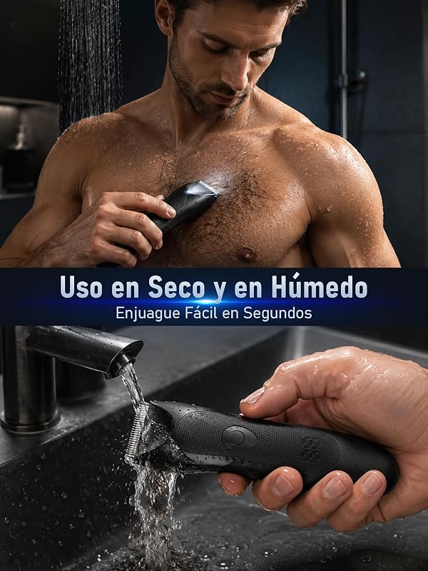 Afeitadora Corporal Masculina: Impermeable Depiladora Corporal Hombre, Seco y Húmedo, Luz LED Recorte Precisión para Axilas, Pecho, Piernas y Genitales, Pantalla Digital Batería, Bloqueo Viaje — foto 4 de 8