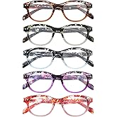 JOLISU Reading Glasses for Women, 5 Pack Blue Light Blocking Readers, Trendy Eyeglasses with Spring Hinge