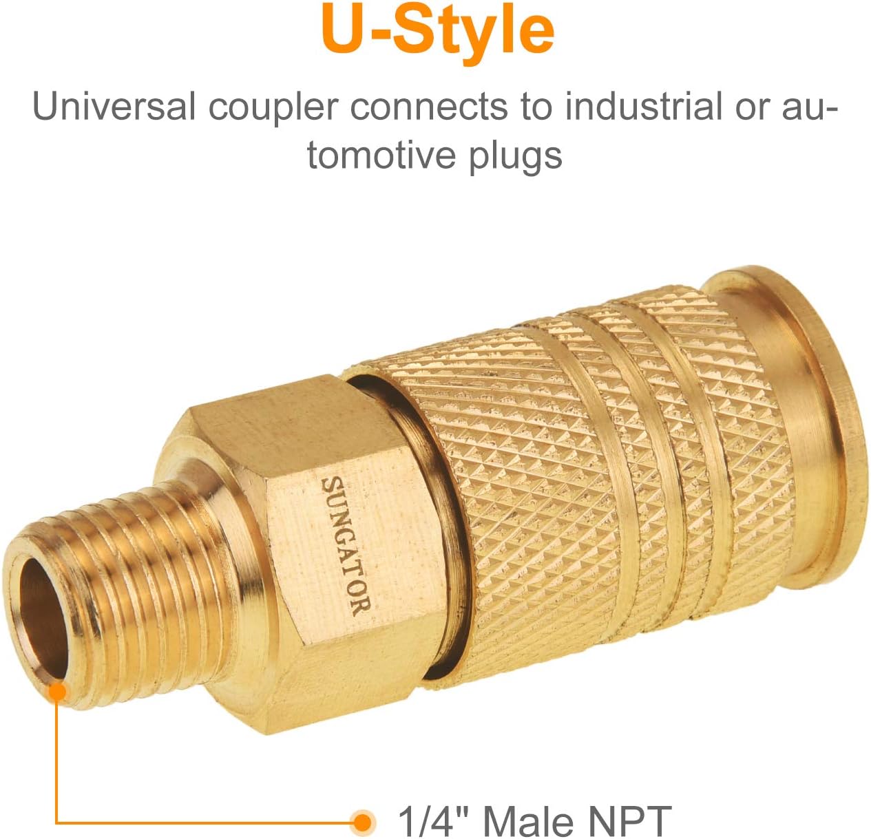 Air Fittings, Air Coupler and Plug Kit, Solid Brass Quick Connect Set, Industrial 1/4" NPT Air Tool Fittings Set with Storage Case (16-Piece) - - 