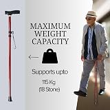 Life Healthcare Folding Walking Stick Adjustable Height Red Lightweight view 7