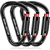 Auto Locking Carabiner Heavy Duty Carabiner 25kN UIAA Certified Climbing Carabiner Climbing Equipment Safety Carabiners for Rappelling, Hammocks, Rescue, Dog Leash, Swing