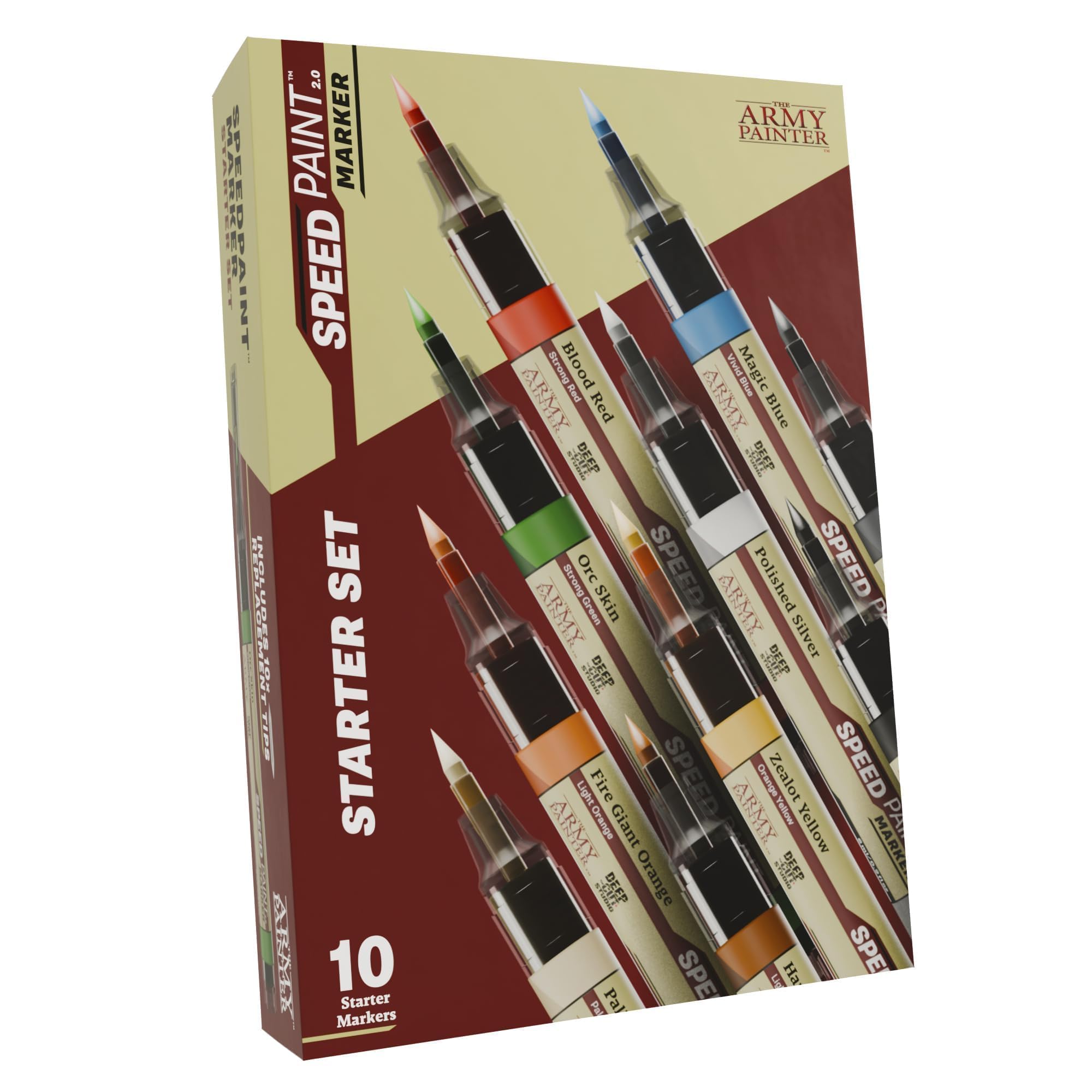 The Army Painter, Speedpaint Marker Starter Set, 10 x 6ml Speedpaint 2.0 Markers, 9 Contrast Paint Markers & 1 Metallic Acrylic Paint Marker, incl. 10 extra tips for DnD & Warhammer