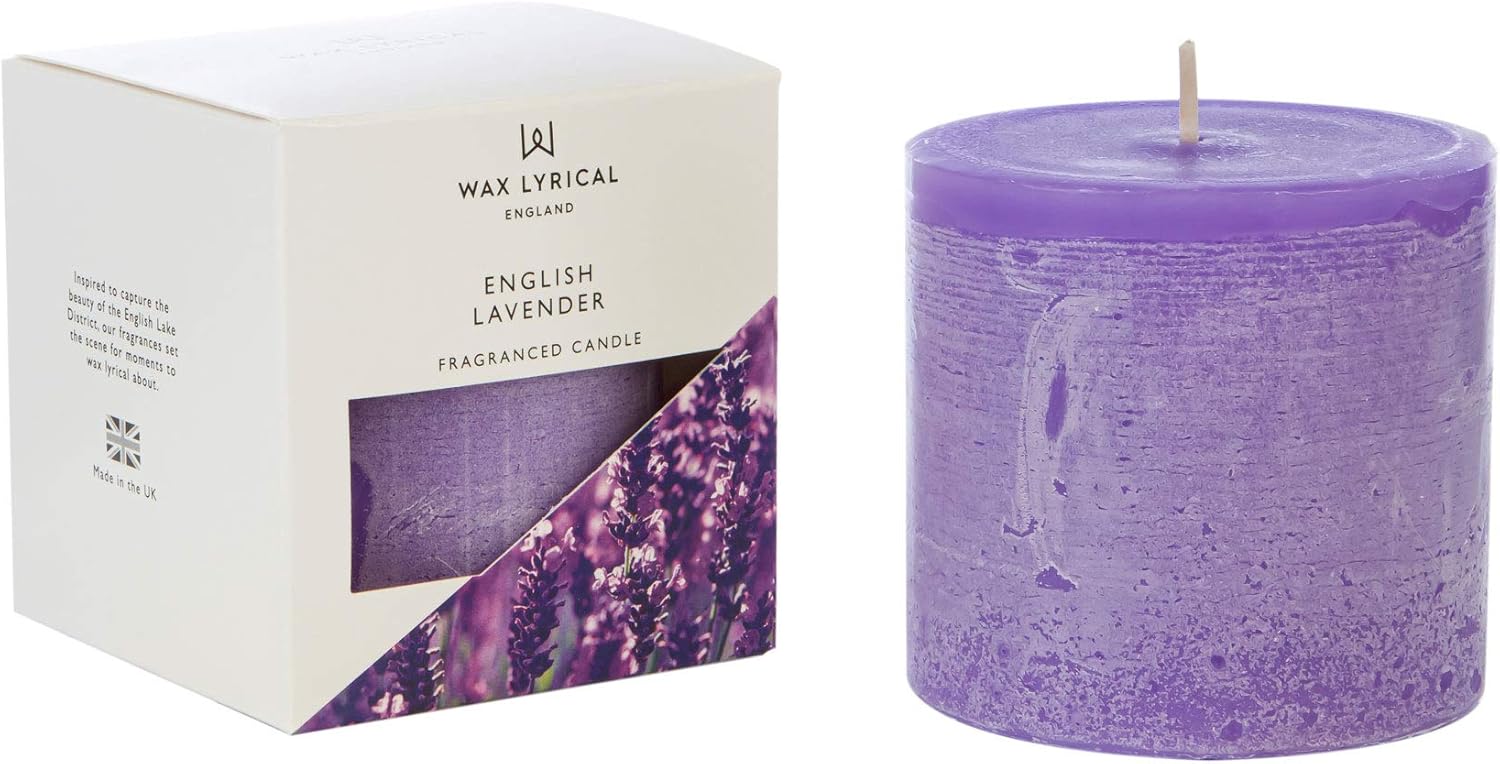 WAX LYRICAL Scented Pillar Candle English Lavender, Burn Time Approx 60