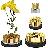 Ikebana Stem Holder, 3 Pieces Flower Frog Kenzan Fixed Tools Flower Holder Floral Arrangement Pin for Flower Arrangement Vase, Fixation and Decoration (Gold, 0.91 Inch, 1.02 Inch, 2.36 Inch)