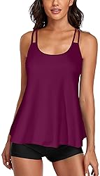Omichic Women's Loose Tankini Top with Boyshorts