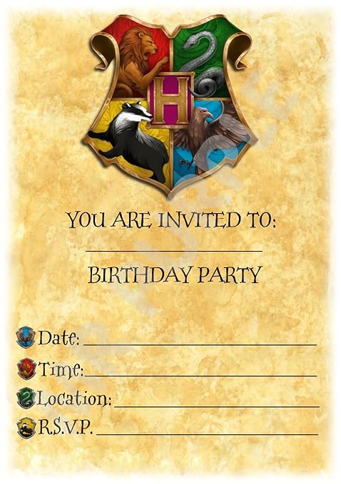 Inviti Di Compleanno A Motivo Harry Potter Set Da 12 Inviti