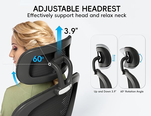 TRALT OFFICE CHAIR – ERGONOMIC OFFICE CHAIR WITH BACK SUPPORT, COMPUTER CHAIR – HOME OFFICE DESK CHAIR, 330 LBS WIDE SEAT BIG AND TALL OFFICE CHAIRS WITH HEADREST, COMFY DESK CHAIRS (BLACK)