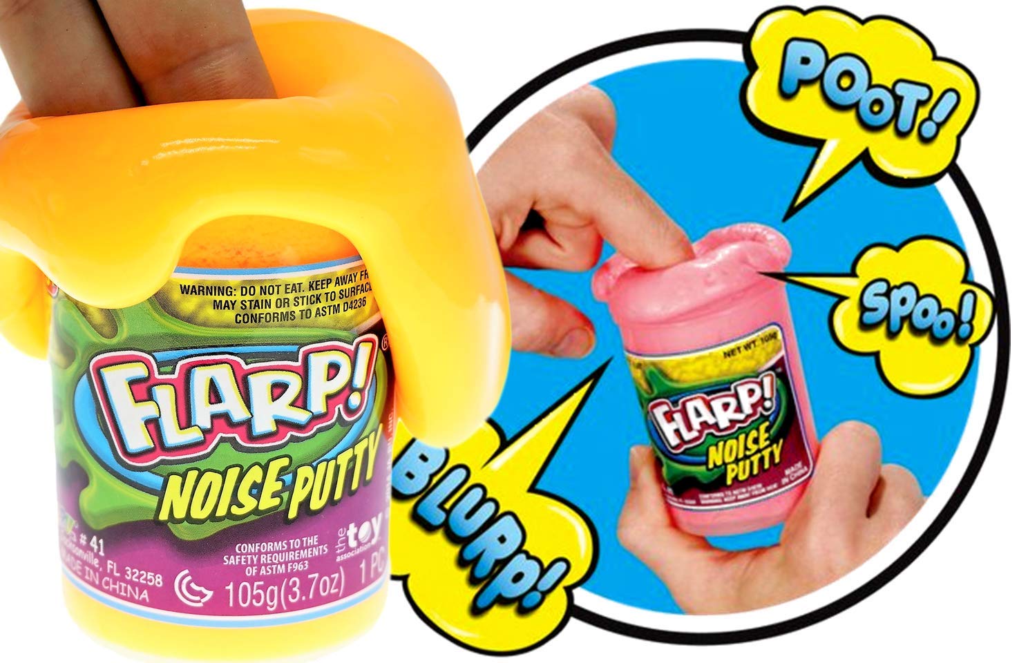 JA-RU Flarp Noise Putty Scented (4 Units Assorted) Squishy Sensory Toys for Easter, ADHD Autism Stress Toy, Great Party Favors Fidget for Kids and Adults Boys & Girls. Plus 1 Bouncy Ball 10041-4p
