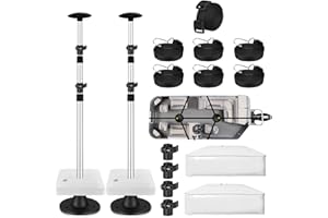 Cerumute Pontoon Boat Cover Support Poles 2 Pack, Adjustable Aluminum Telescopic Boat Cover Support Systems with Webbing Straps and Weight Bag