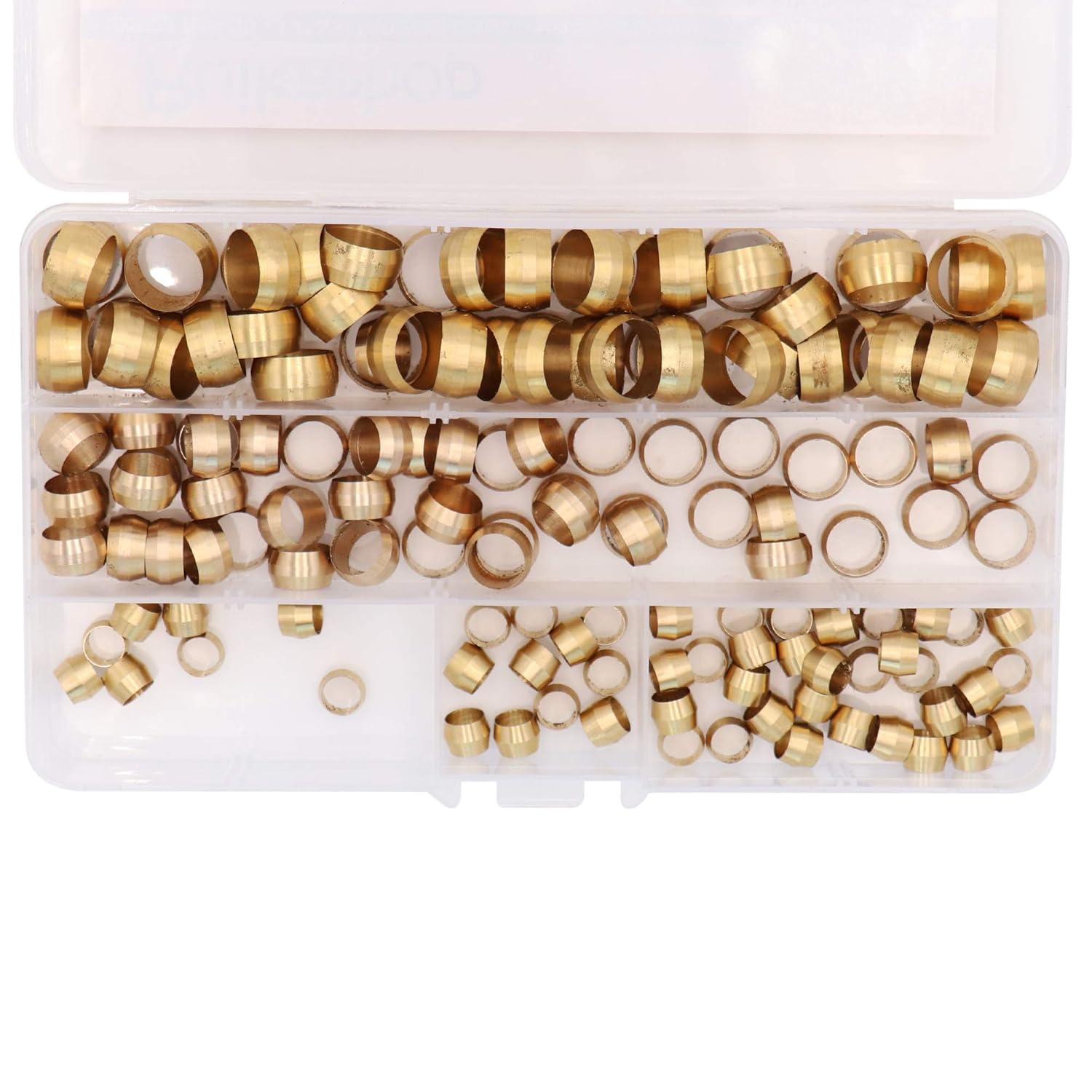 Ruikarhop 150PCS Tube OD（1/4" 3/8" 1/2") Brass Compression Sleeves Ferrules,Brass Compression Fitting Assortment Kit: Home Improvement