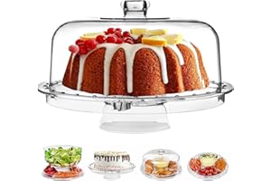 HBlife Acrylic Cake Stand with Dome Cover Multifunctional Serving Cookie Platter Punch Bowl and Cake Plate for Dessert Table 
