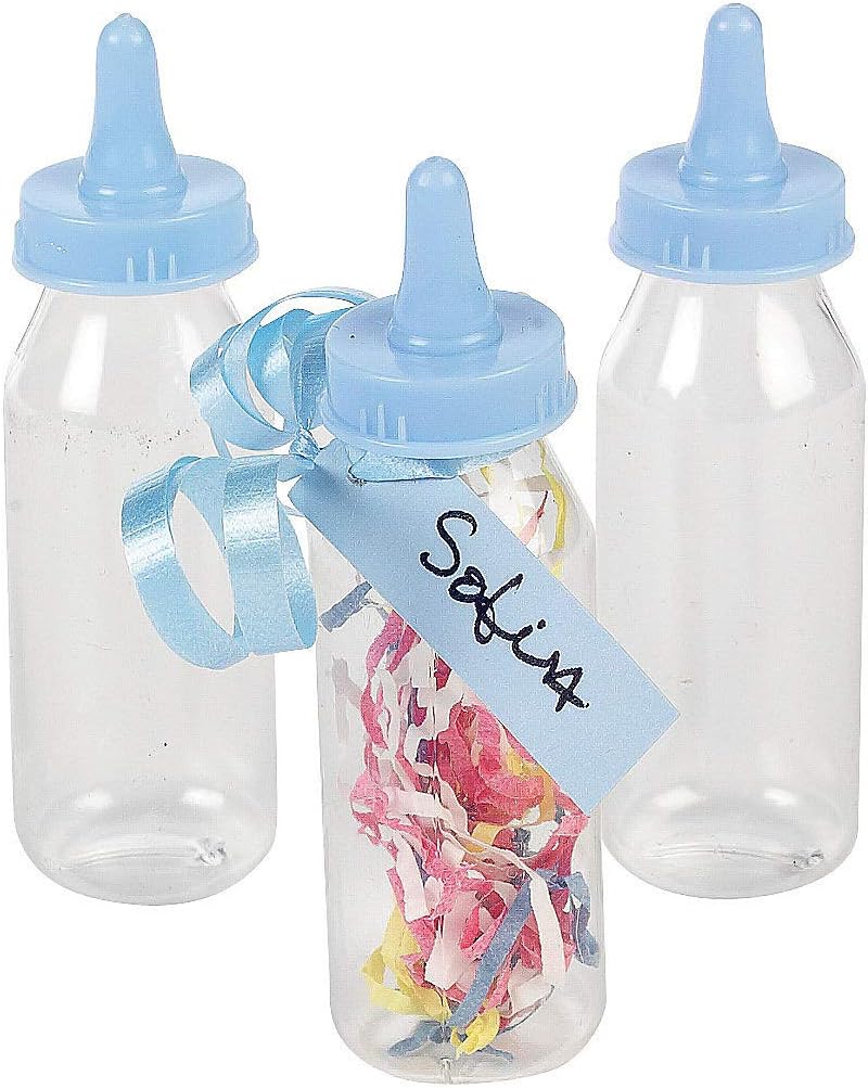 Fun Express Pastel Blue Mini Baby Bottle Containers for