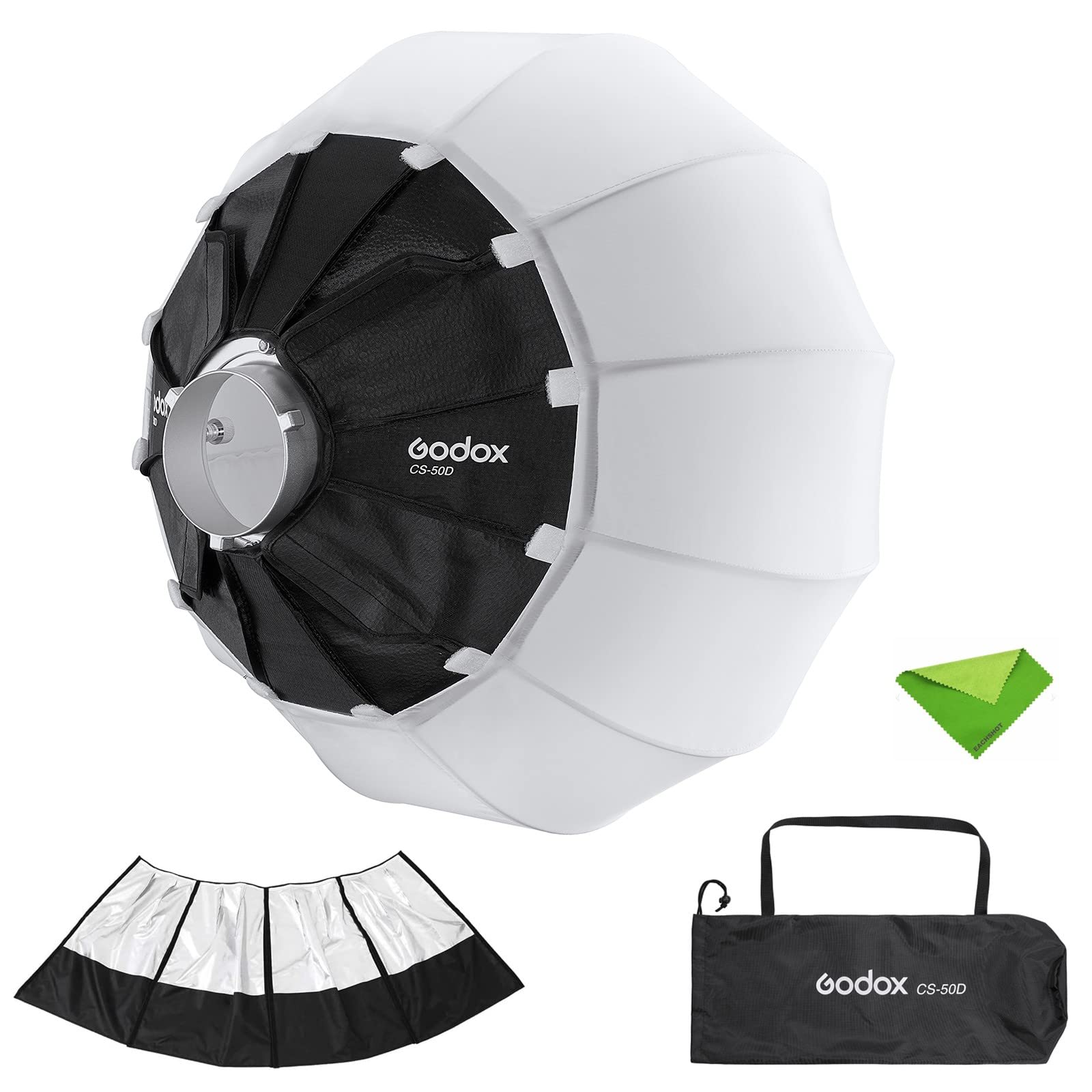 GODOX CS-50D with SS-50 Skirt Lantern Softbox 50cm/20inch Omni-Directional Light Modifier Bowens Mount for Godox SL60W SL150II, UL150, VL150 Light for Video Recording, Live Streaming, and Filmmaking