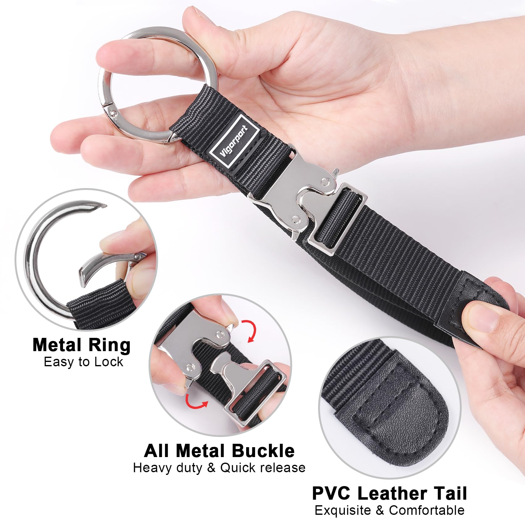 Vigorport Vigorport Add A Bag Luggage Straps, Jacket Gripper Strap for Travel Backpack, Baggage Suitcase Belt Travel Accessories with Metal Buckle for Carry on Bag (1, Normal Black)