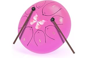 MYRIAD MELODIES Pink Butterfly 8” Intuitive Steel Tongue Drum -Ethereal Percussion Instrument, Music Book, Mallets, Carry Case