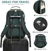 LOVEVOOK 17.3 Inch Laptop Backpack Women USB Port Water Resistant Deepgreen view 5