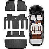 Car Floor Mats for Traverse Enclave: 2009-2017(Only with 2nd Row Bucket Seats) Cargo Trunk Liner, All Weather Rubber Accessories Tapetes Para Custom Fit for Chevy Traverse for Buick Enclave SUV Carpet
