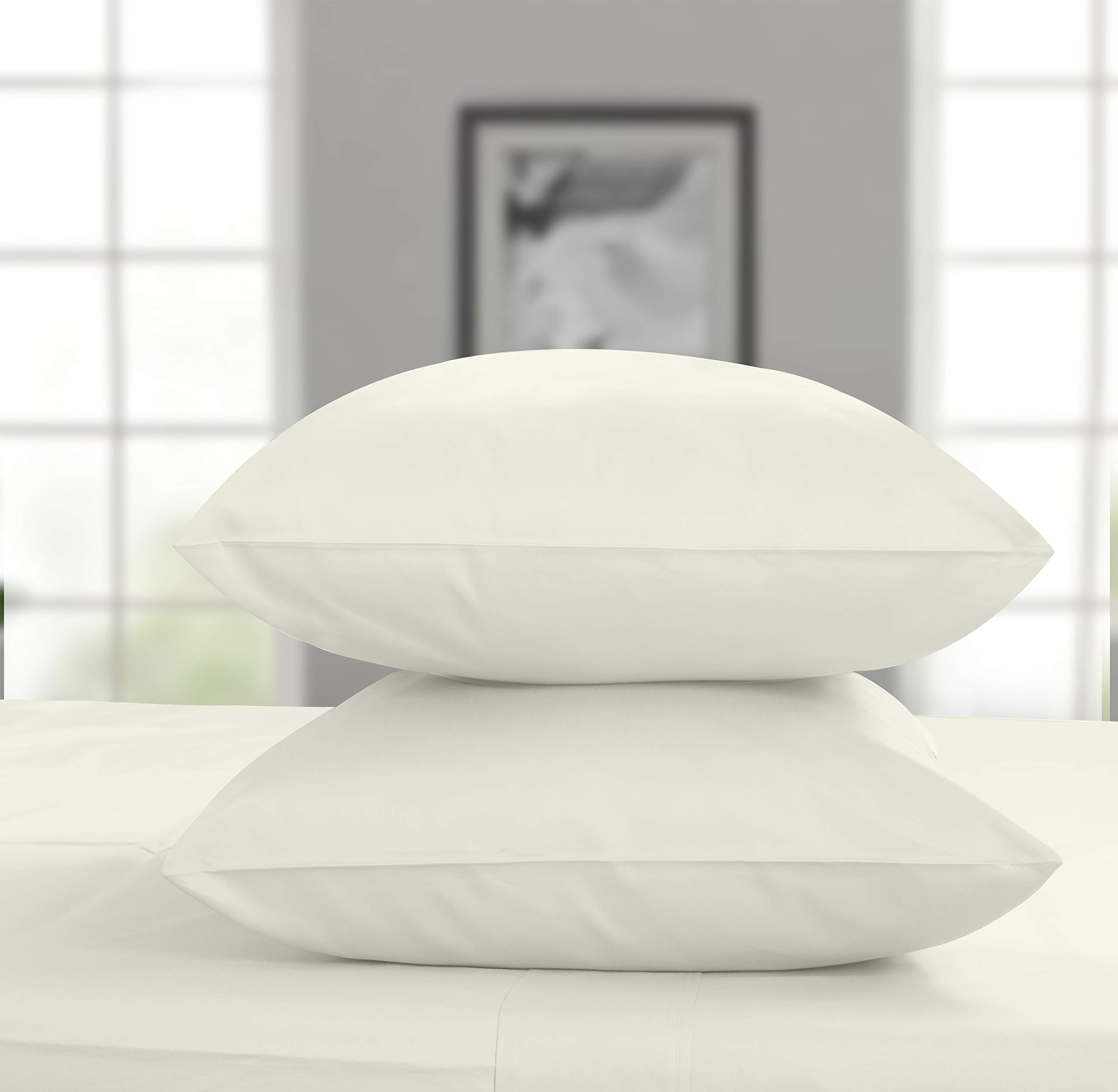 Photo 1 of Threadmill King Size Pillow Cases 2 Piece Set | 1200 Thread Count 100% Supima Cotton Pillow Covers, Luxury Smooth Solid Sateen | Ivory