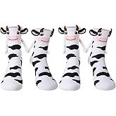 scenicamp Funny Magnetic Socks Cow 3D Animal Socks Holding Hands for Women