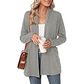 Micoson Women's Long Sleeve Open Front Cardigan Casual Loose Lightweight Cardigans with Pockets