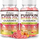 Sugar-Free Pumpkin Seed Oil Gummies with Saw Palmetto for Hair Growth - Organic Supplement for Skin Health & Prostate Support - High-Purity Extract for Women & Men, Raspberry Flavor, 120 Count