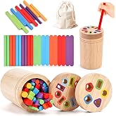 WoodTrove Color Sorting Toys for Toddler, Montessori Toys for 1-3 Year Old | Wooden Learning Color Sorting Toys, Educational Fine Motor Matching Game, Gifts for for Baby Boys Girls