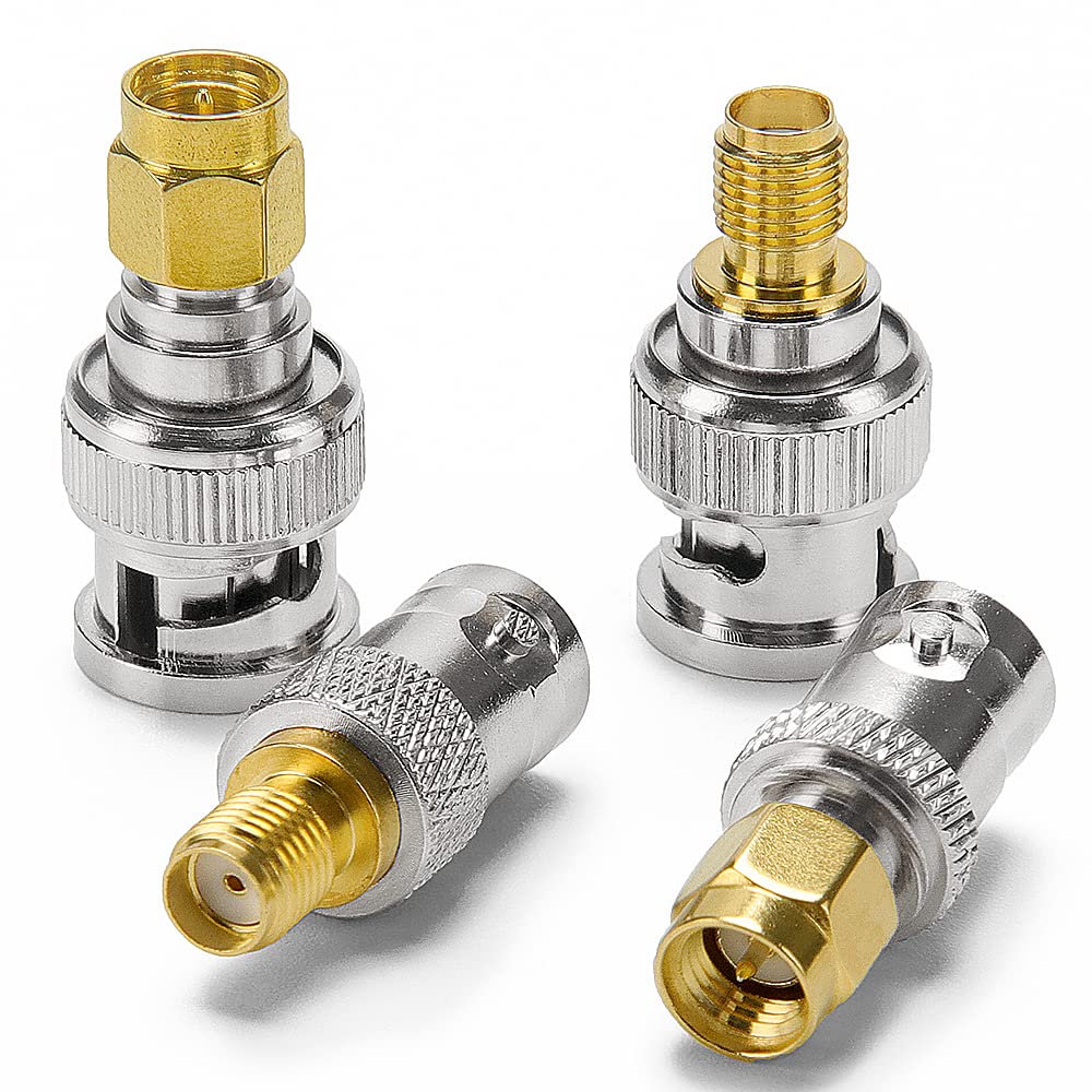 KUOQIY 4 PCS SMA to BNC Coaxial RF Adapter Kits in 4 Types, BNC Male/Female to SMA Male/Female Converter Connectors for Antenna, Radio, Wireless LAN Devices, Coaxial Cables — image 1