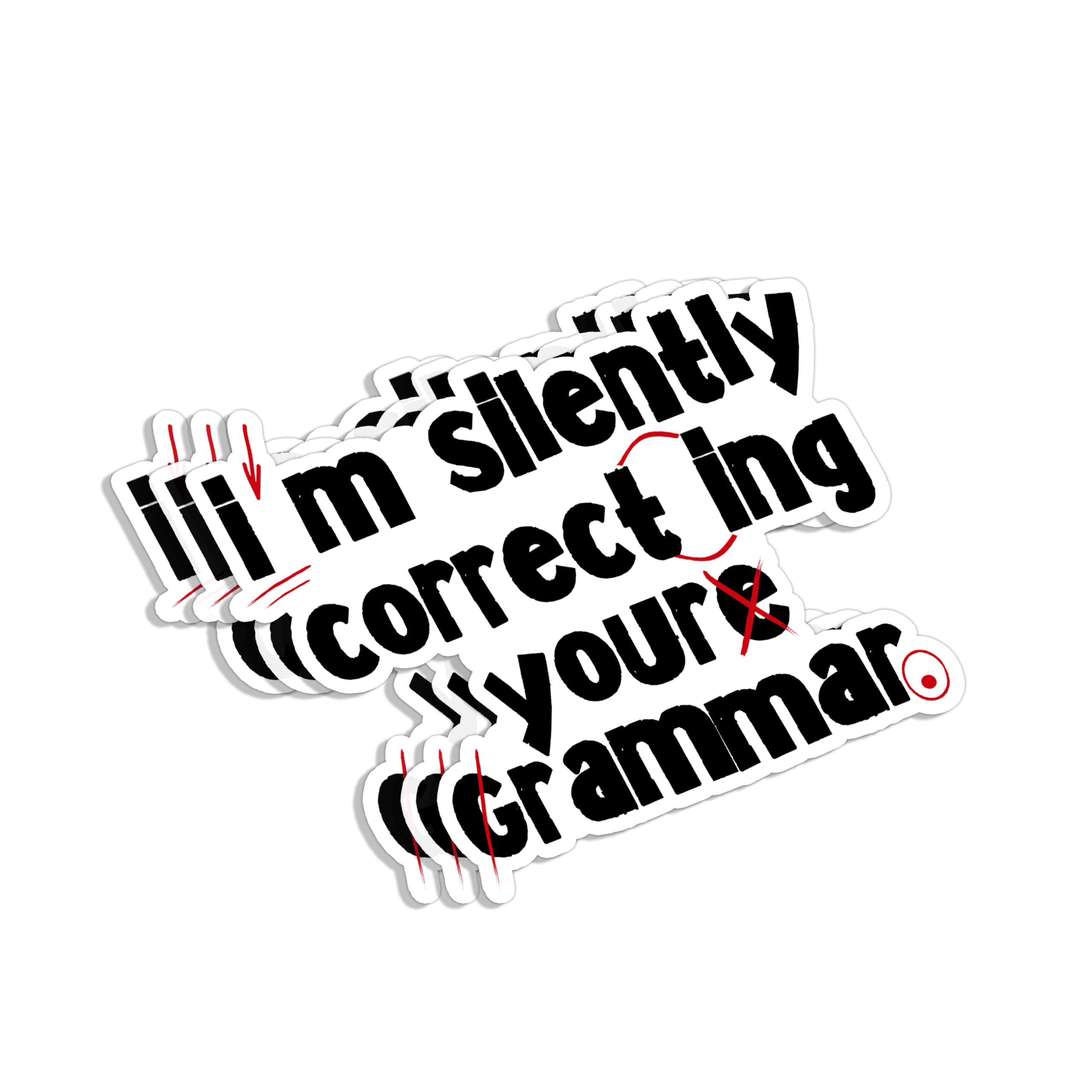 Photo 1 of (3Pcs) I'm Silently Correcting Your Grammar Sticker Funny Sarcastic Sayings Grammar Nerd Humorous Quotes Vinyl Decal for Tumbler Laptop Water Bottles Books Phone - Size 3x2.7 Inches