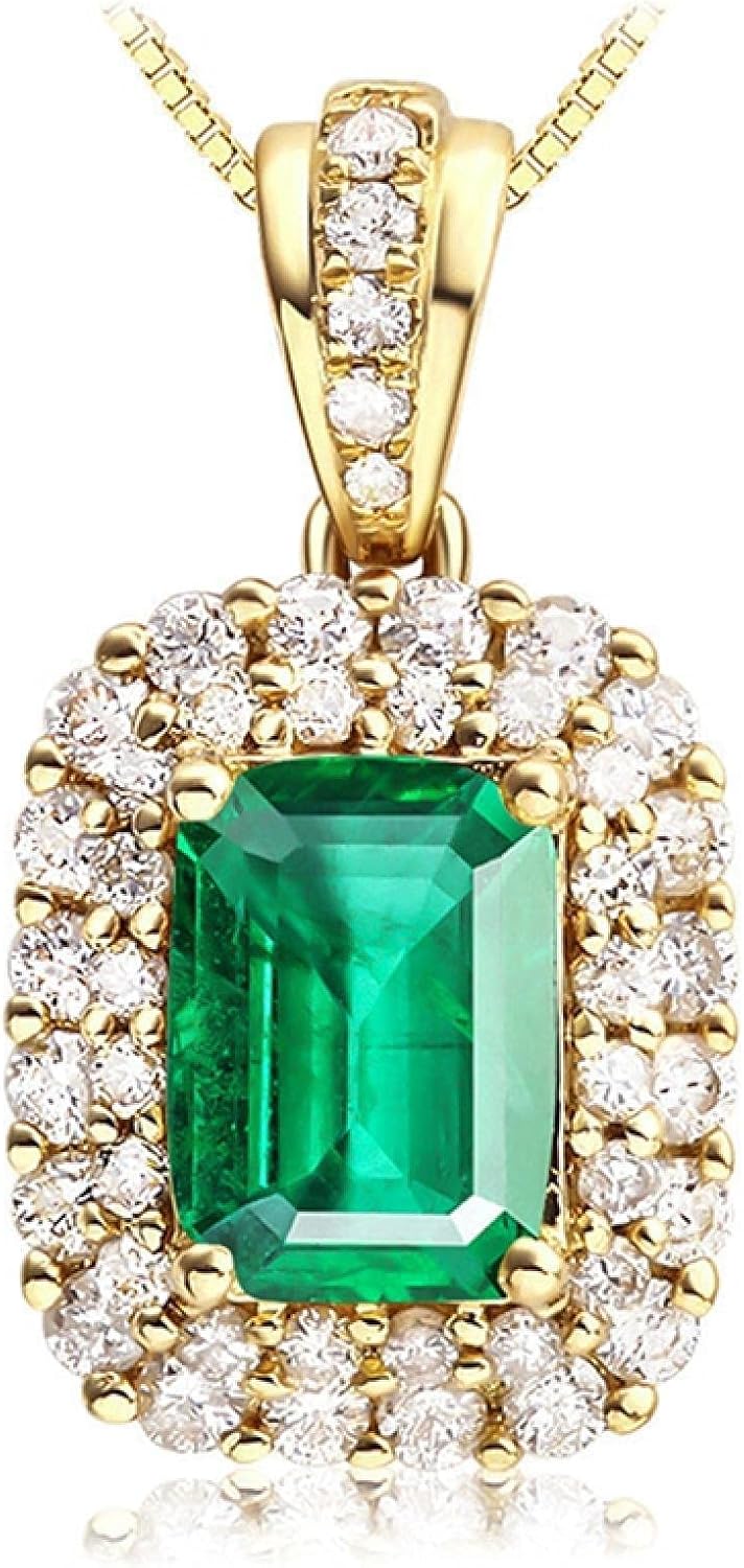 Classic Emerald Pendant Necklaces For Women Emerald Gemstone Birthstone Necklace Anniversary
