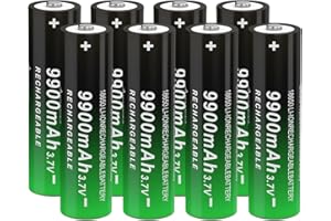 CBJJ 3.7 Volt 18650 Battery 18650 Rechargeable Battery 9900mAh Button Top Battery for Flashlight & Doorbell, 8 Pack