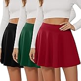 Neer 3 Pack Women's Mini Skater Skirts with Shorts, a Line Pleated Flared High Waist Casual Stretchy Versatile Basic Skirts