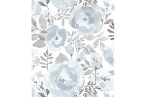 Orainege Floral Wallpaper Peel and Stick Wallpaper 17.3inx118.1in Self Adhesive Wallpaper Boho Contact Paper Removable Decorative Wall Paper for Bedroom Bathroom Shelf Liner Decor Vinyl,Blue
