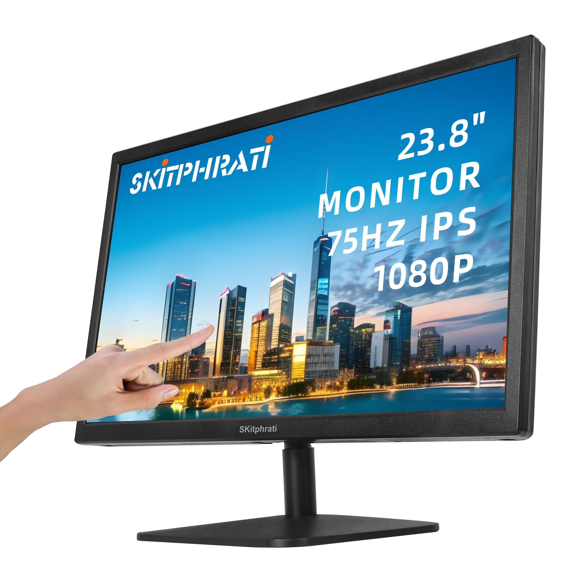 Photo 1 of SKitphrati 21.5 Inch Touchscreen Monitor FHD 1920x1080p IPS Screen, VESA Support, 10-Points Computer Touch Screen PC Display with Type-B HDMI VGA Port, 75Hz Desktop Touch Display, Black