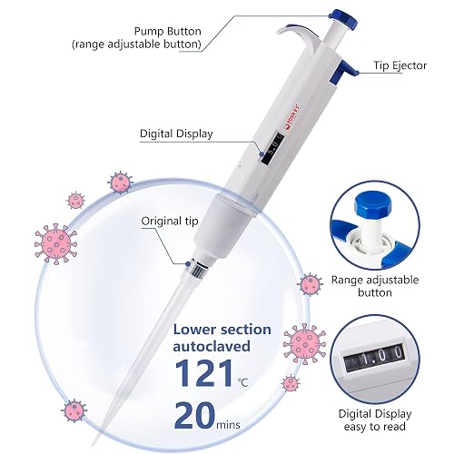 FOUR E'S SCIENTIFIC Pipette Stand With 1000-5000ul Single-Channel Pipettor - Laboratory Grade With Calibration Tools