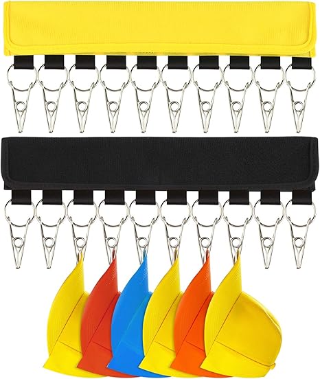 Amazon Co Jp Kuuqa 2本 帽子収納 帽子掛けハンガー ピンチハンガー 折り畳み 10ピンチ 布製 ステンレス 省スペース 旅行用 家庭用 黒 黄 ホーム キッチン