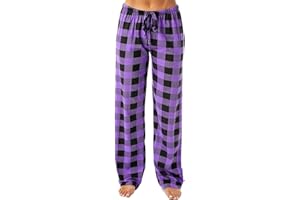 XiongqiiA Women Pajama Pants Comfy Bottom with Pockets Plaid Sleepwear Wide Leg Soft Stretchy Casual Loose Fit Sleep Trousers