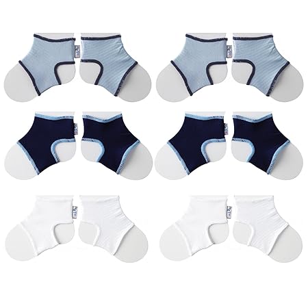 Mit intelligentem Design, sodass das Baby seine Söckchen nicht verliert. 6er-Pack, Größe S, für Jungen (0-6 Monate)