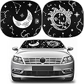 2 PCS Star Moon Windshield Sun Shade for Car Foldable Window Covers for Car Accessories Reflect UV Sun Heat Protector for Universal Cars SUV Truck(Classic Style)
