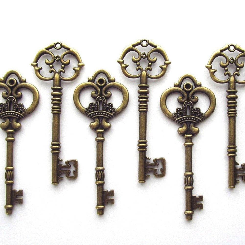 Makhry Mixed Set of 20pcs 3.1-3.3 inches Extra Large Key Vintage Key Skeleton Keys in Bulk for DIY Pendant (Antique Bronze) — image 1