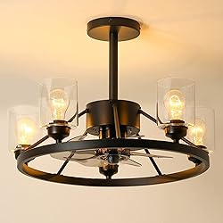 KINGTORO 24" Chandelier Ceiling Fans with Lights