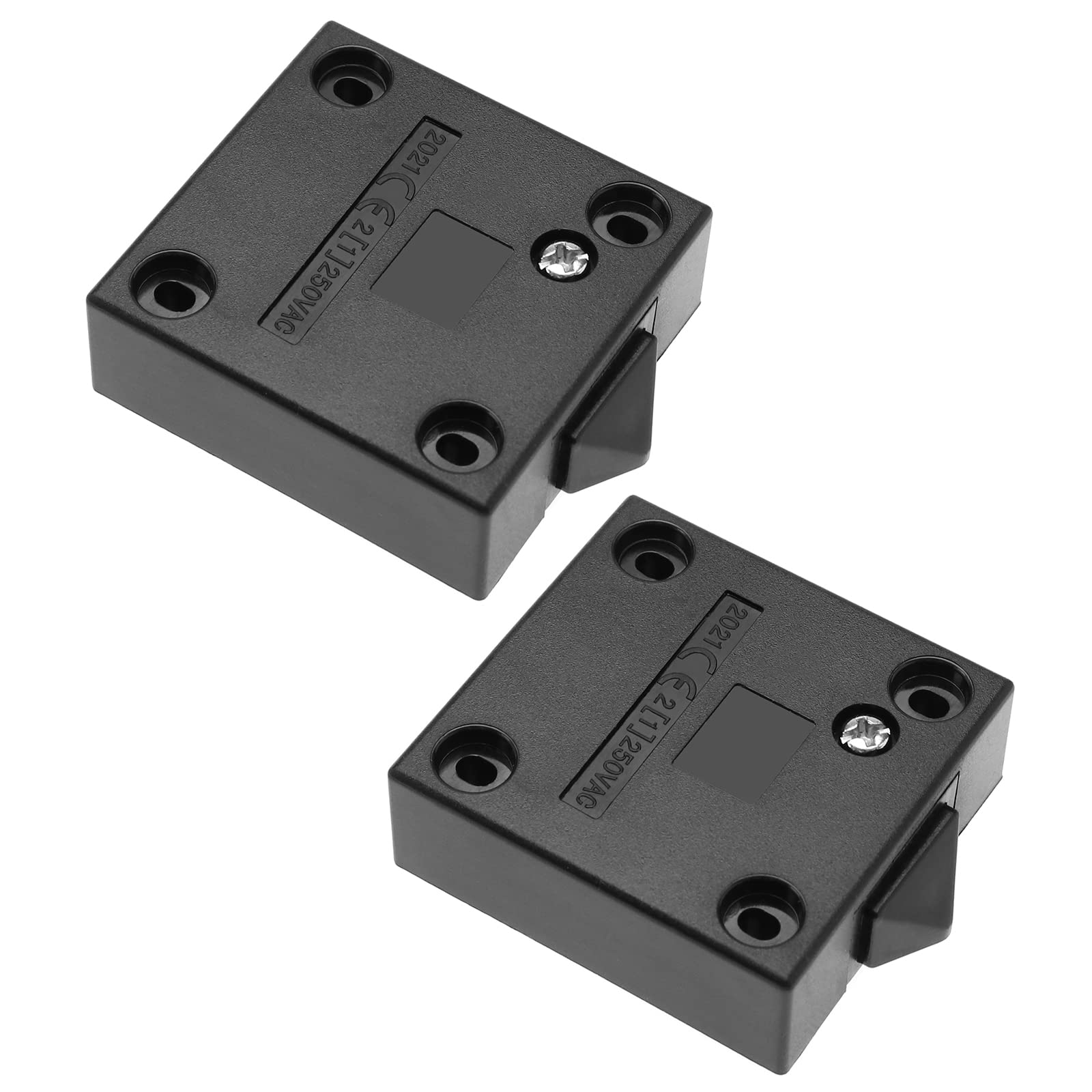 OTOTEC 2PCS Cabinet Light Switches Normally Closed Wardrobe Touch Switch Push to Break Door Light Switch for Wardrobe Cabinet Sliding Door 2A 250V Black
