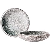 Uaral Salad Plate 8 Inch Stoneware Serving Dishes,Japanese Pasta Bowl Set of 2,20 oz (Emerald Green)