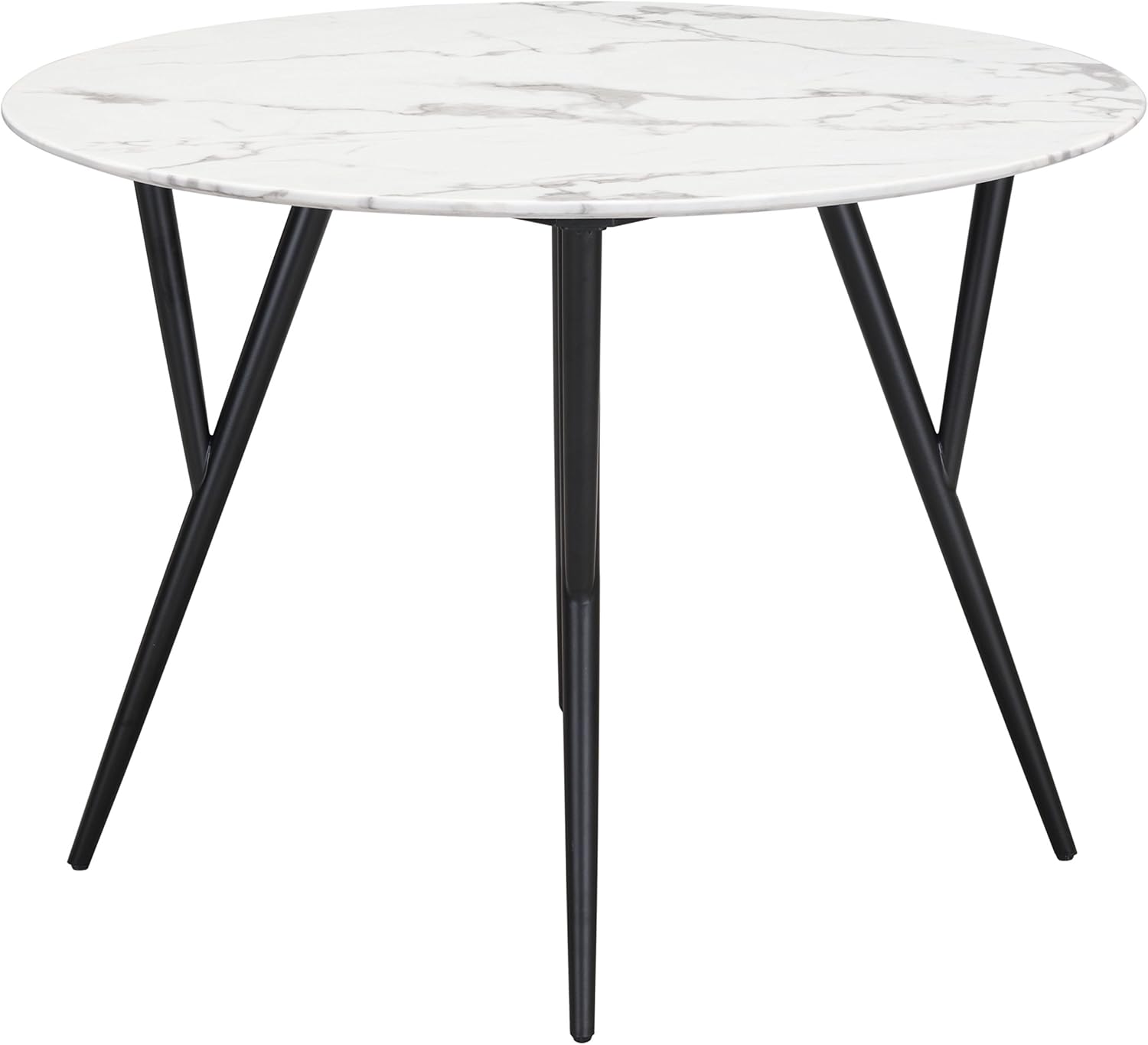 Amazon Com Zuo Modern Dining Table Marcus Splayed Pencil Legs Faux Marble Top 42 1 W X 29 9 H X 42 1 L Overall Dimensions White Top And Black Legs Tables